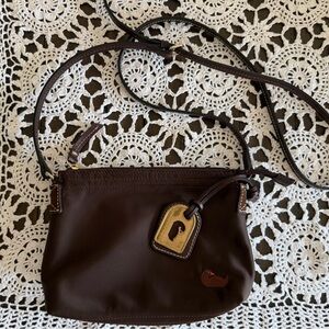Dooney & Bourke Brown Nylon Crossbody Bag Purse w Embroidered Duck & Hangtag